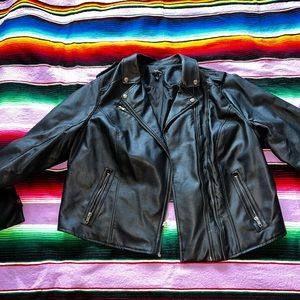 Plus size faux leather jacket